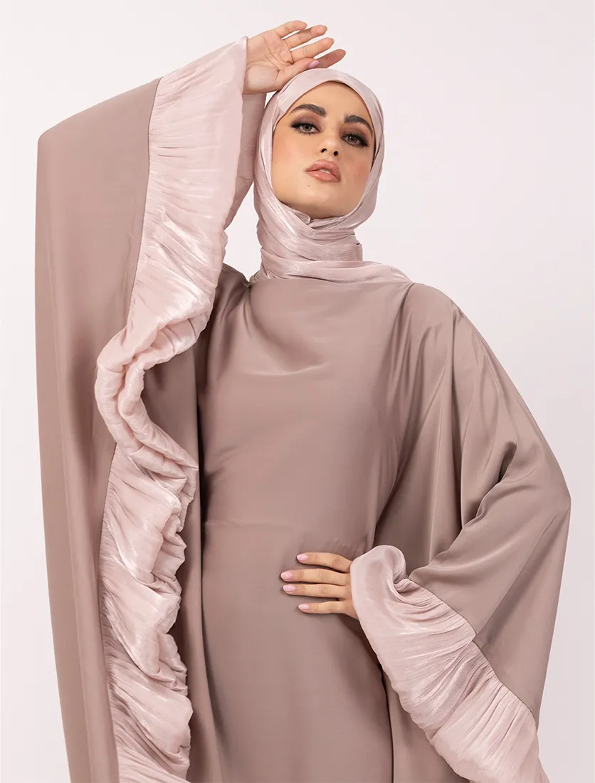 Pink Organza Trim Kaftan